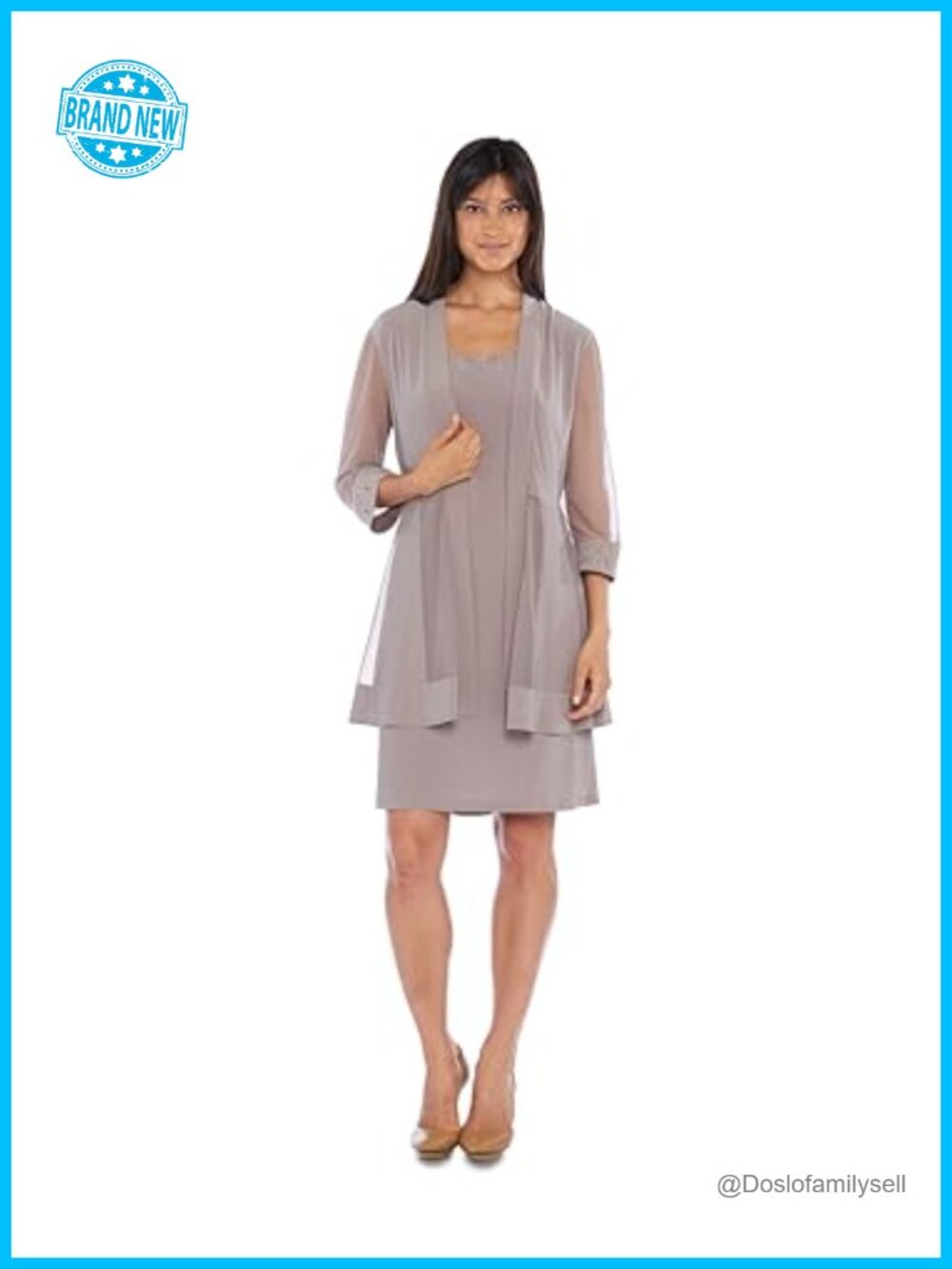 3/4 Sleeve Pleated Swing Shrug Sweater Jacket Beaded Formal Set